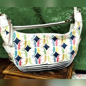 90s vintage signature canvas Fossil hobo shoulder bag